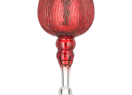 Windlicht auf Fuß, Rot, Rillen, M, ca. 25cmH – Dekoratives Windlicht für drinnen und draußen TK Gruppe® Grosshandel 