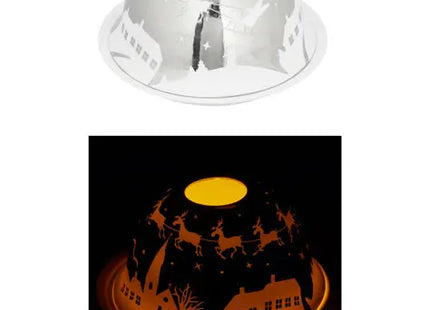 Windlicht, Dome Silber mit Santa-Schlitten, 12 cm Durchmesser - Festlicher Dekorakzent TK Gruppe® Grosshandel 