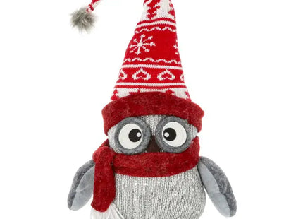 Winterliche Eulenfigur, 50 cm Hoch - Elegante Saisonale Dekoration TK Gruppe® Grosshandel 