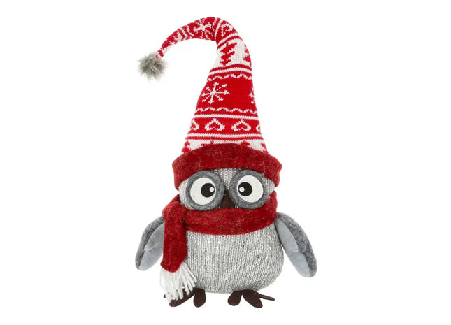 Winterliche Eulenfigur, 50 cm Hoch - Elegante Saisonale Dekoration TK Gruppe® Grosshandel 