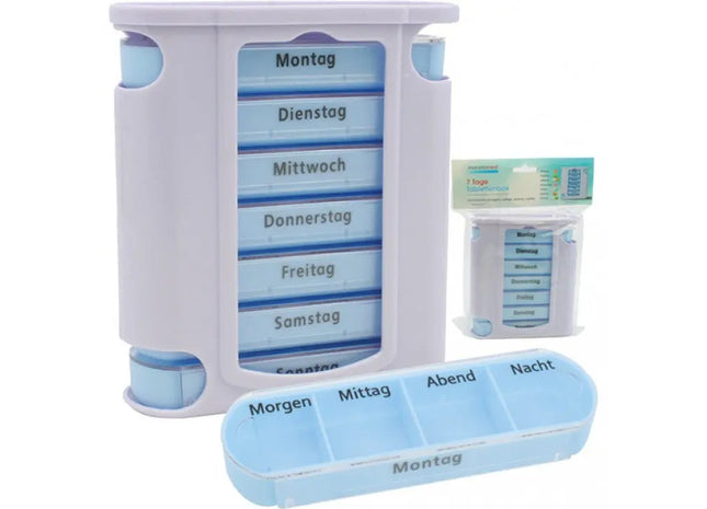 Wochen-Pillendose 13x11x4cm, Tägliche Einteilung, Medikamentenbox TK Gruppe® Grosshandel 