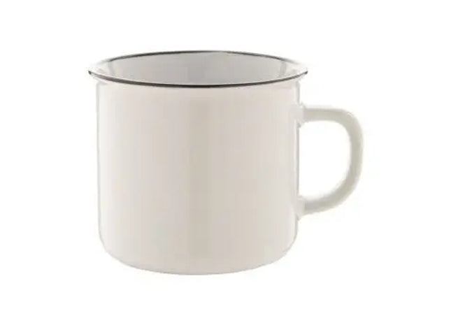 Woodstock Vintage-Keramiktasse, 300 ml - Weiß, Retro Design, Hochwertiger Becher, Spülmaschinenfest TK Gruppe® Grosshandel 