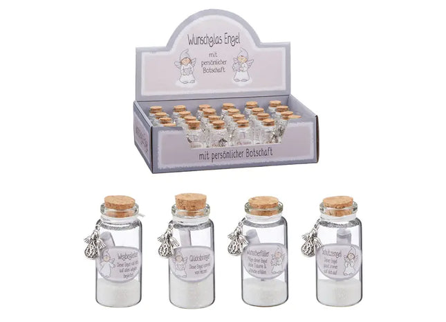 Wunschglas Schutzengel, 4 Stück, ca. 7cm Hoch - Elegant, Schützend, Handgefertigte Figuren TK Gruppe® Grosshandel 