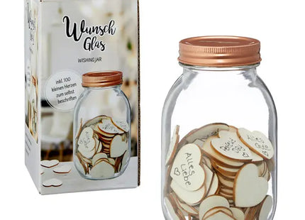 Wunschglas groß, 100 Herzchen, ca. 17x9 cm - Liebevoller Andenkenbehälter für besondere Wünsche TK Gruppe® Grosshandel 