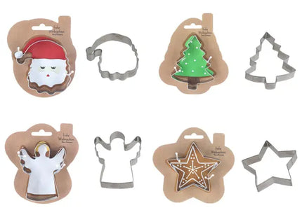 XL Ausstechformen XMAS, 4er-Set, auf Karte mit Eurolochung, ideal für Weihnachtsplätzchen TK Gruppe® Grosshandel 