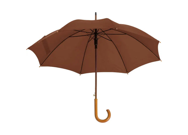 XL Automatikschirm Nancy Braun Großer Holzgriff Windfest & Stabil Eleganter Regenschirm TK Gruppe® Grosshandel 