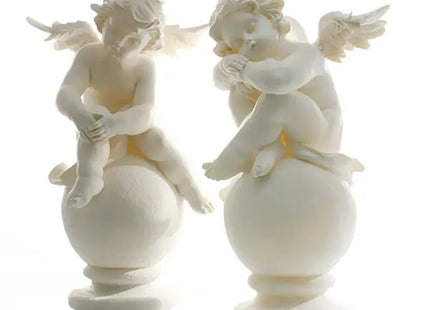 XL Engel Skulptur, sitzend auf Kugel, mit doppelten Flügeln – Eindrucksvolle Deko TK Gruppe® Grosshandel 