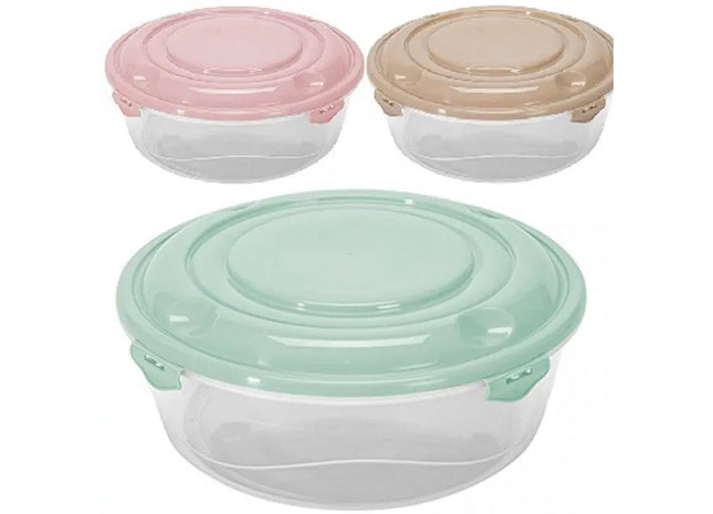 XL Runder Lebensmittelbehälter 1,2L mit 4 Verschlussclips - Frischebewahrung TK Gruppe® Grosshandel 