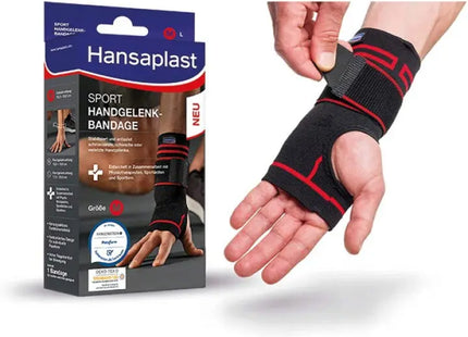 Hansaplast Sport Handgelenkbandage in Größen S/M/L/XL - Verstellbare Stütze für aktive Nutzer TK Gruppe® Grosshandel 