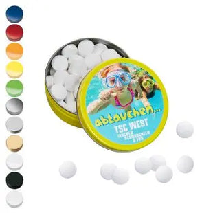 XS-Taschendose mit Stevia-Pfefferminzpastillen, 18g – Bedruckt, gesund & frisch TK Gruppe® Grosshandel 