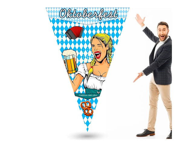 XXL 150 x 90 cm Wimpel Dreieck Wiesn Deko Dekoration zum Aufhängen für Ihr Oktoberfest Dahoam (Wimpel)