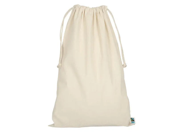 XXL Fairtrade-Baumwoll-Zuziehbeutel, 30x45 cm, Naturfarben & Ökologisch TK Gruppe® Grosshandel 