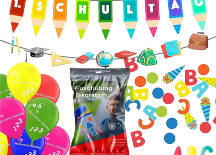XXL Set Einschulung Schulanfang Deko Dekoration über 100 Teile - 1.Schultag, ABC Erster Schultag, Schuleinführunget