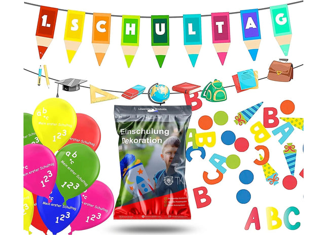 XXL Set Einschulung Schulanfang Deko Dekoration über 100 Teile - 1.Schultag, ABC Erster Schultag, Schuleinführunget