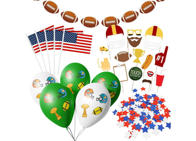 XXL Super Bowl American Football NFL Dekoration Deko Set über 100 Teile, Luftballons, Girlande, Konfetti UVM. (Set XXL)