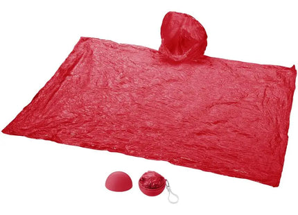 Xina Regenponcho in Ball-Hülle mit Schlüsselanhänger - Praktisch in Rot TK Gruppe® Grosshandel 