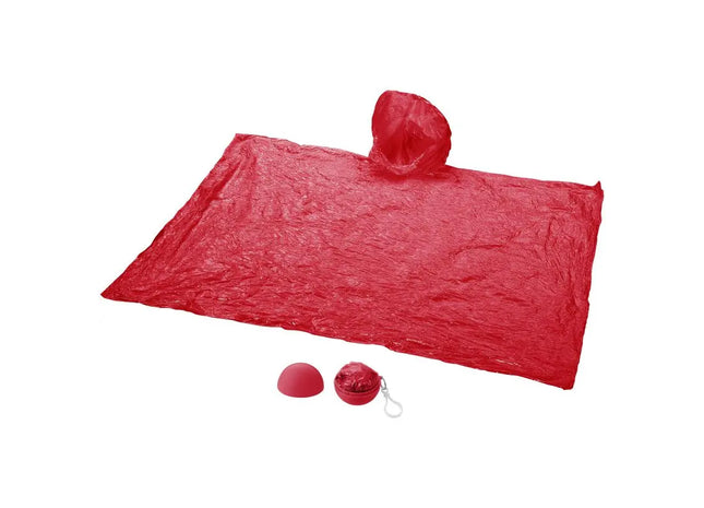 Xina Regenponcho in Ball-Hülle mit Schlüsselanhänger - Praktisch in Rot TK Gruppe® Grosshandel 