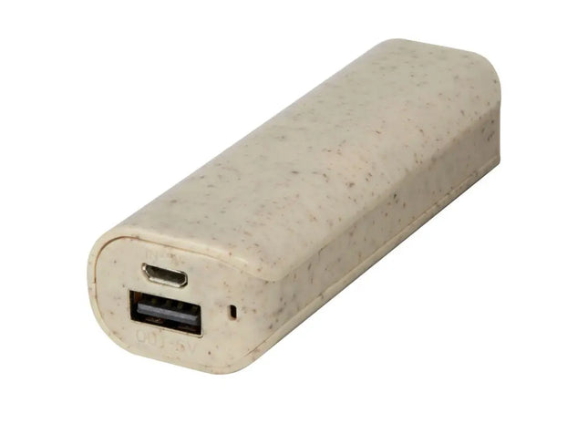 Yoko 1200 mAh Powerbank aus Weizenstroh - Beige, Umweltfreundliches Tragbares Ladegerät TK Gruppe® Grosshandel 