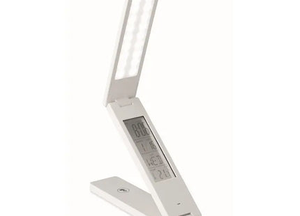 ZETA Faltbare Tischleuchte mit Uhr - Weiß, Stilvoll und Funktional TK Gruppe® Grosshandel 