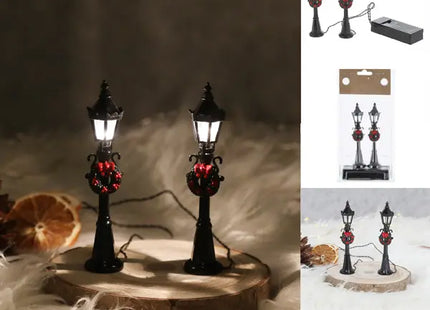 Zauberhafte Wichtelfiguren mit Straßenlampen, 2er Set, Ca. 12cm Hoch TK Gruppe® Grosshandel 