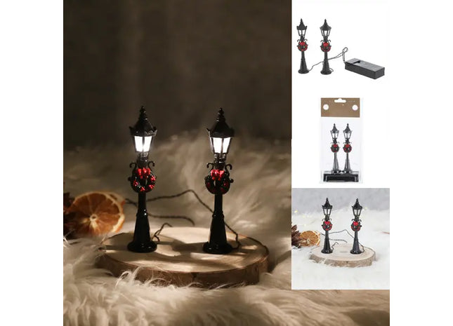 Zauberhafte Wichtelfiguren mit Straßenlampen, 2er Set, Ca. 12cm Hoch TK Gruppe® Grosshandel 