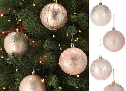 Zauberhafte rosa Christbaumkugeln, Set 4 Stück, 8cm Durchmesser – Festliche Weihnachtsdeko TK Gruppe® Grosshandel 