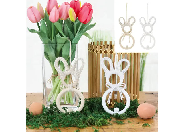 Zauberhaftes Hängehasen-Duo, klein, 2er-Set, ca. 8x16,5cm - Dekorative Anhänger TK Gruppe® Grosshandel 