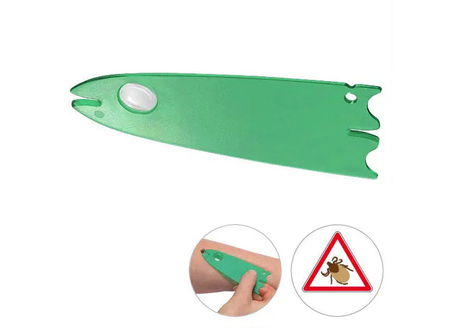 Zeckenentfernungswerkzeug mit Lupe, Effizienter Zeckenhaken in Gefrostet Grün TK Gruppe® Grosshandel 