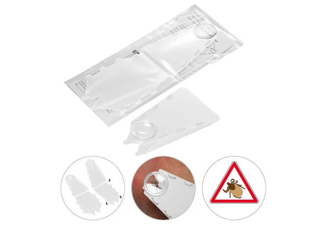Zeckenpinzette mit Vergrößerungsglas und Anleitung, Weißer Zeckenheber TK Gruppe® Grosshandel 