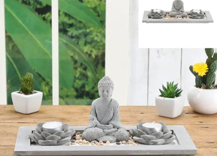 Zen-Garten-Set mit Kerzenhalter, Entspannungsset, ca. 33x14 cm TK Gruppe® Grosshandel 
