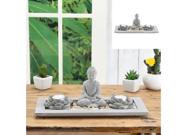 Zen-Garten-Set mit Kerzenhalter, Entspannungsset, ca. 33x14 cm TK Gruppe® Grosshandel 