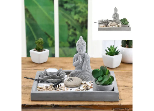 Zen-Garten-Set mit Kerzenhalter, Rechteckig, ca. 25x18 cm TK Gruppe® Grosshandel 