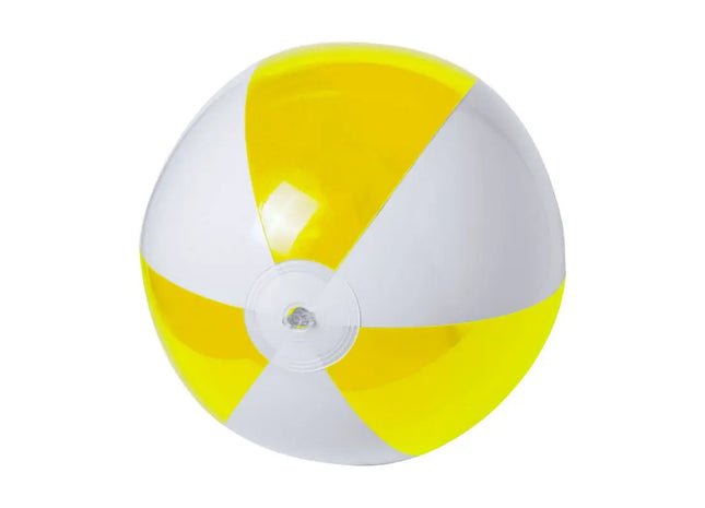 Zeusty Aufblasbarer Strandball, 28 cm Durchmesser, Gelb-Weiß, Leicht und Robust für Strand und Pool TK Gruppe® Grosshandel 