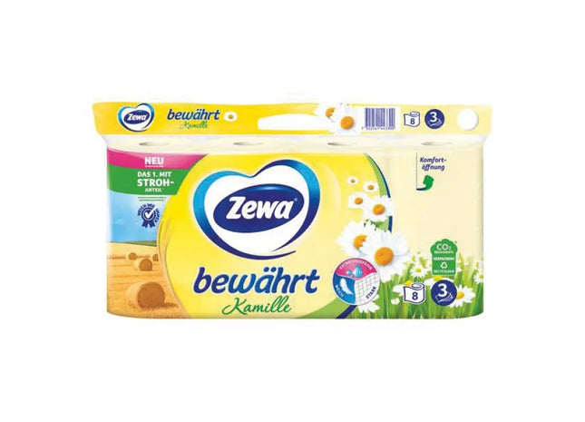 Zewa Toilettenpapier 3-lagig, 8x150 Blatt mit Kamille – Sanfte Weichheit TK Gruppe® Grosshandel 