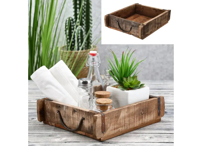 Ziegelförmige Holzkiste im Vintage Altholz-Look, ca. 25x30cm - Rustikaler Dekorations-Organizer TK Gruppe® Grosshandel 