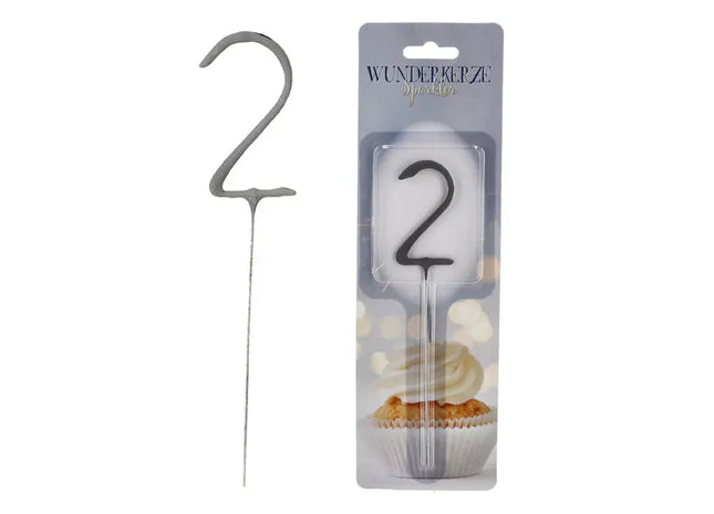 Ziffer 2 Wunderkerze, 18cm - Ideal für zweite Geburtstage & festliche Anlässe TK Gruppe® Grosshandel 