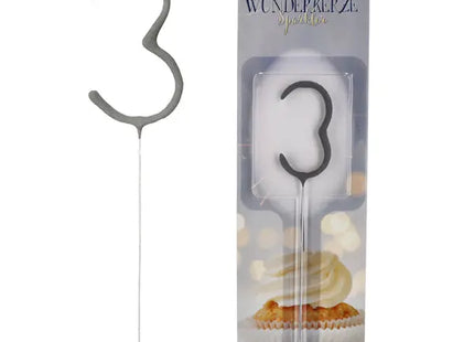 Ziffer 3 Wunderkerze, 18cm - Ideal für dritte Geburtstage & besondere Ereignisse TK Gruppe® Grosshandel 