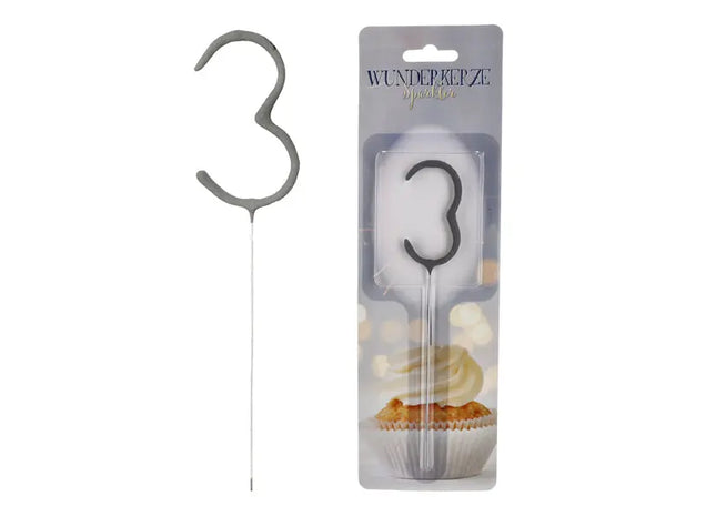 Ziffer 3 Wunderkerze, 18cm - Ideal für dritte Geburtstage & besondere Ereignisse TK Gruppe® Grosshandel 