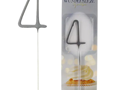 Ziffer 4 Wunderkerze, 18cm - Perfekt für vierte Geburtstage & Jubiläen TK Gruppe® Grosshandel 