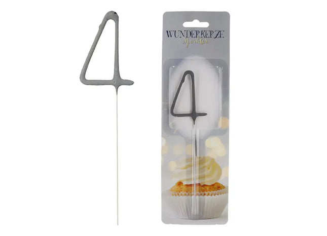 Ziffer 4 Wunderkerze, 18cm - Perfekt für vierte Geburtstage & Jubiläen TK Gruppe® Grosshandel 
