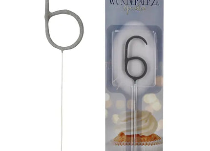 Ziffer 6 Wunderkerze, 18cm - Ideal für sechste Geburtstage & Festlichkeiten TK Gruppe® Grosshandel 