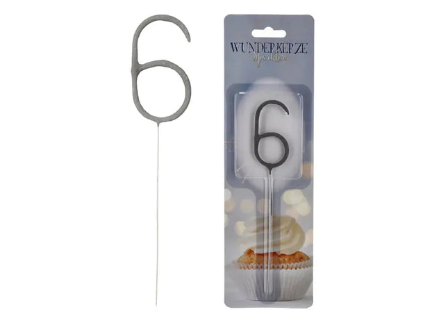 Ziffer 6 Wunderkerze, 18cm - Ideal für sechste Geburtstage & Festlichkeiten TK Gruppe® Grosshandel 