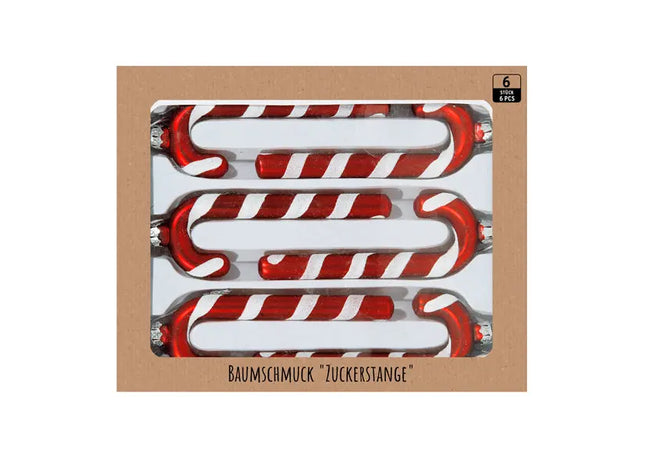 Zuckerstangen-Ornamente für Weihnachtsbaum, 6-teiliges Set, Festliche Dekoration TK Gruppe® Grosshandel 