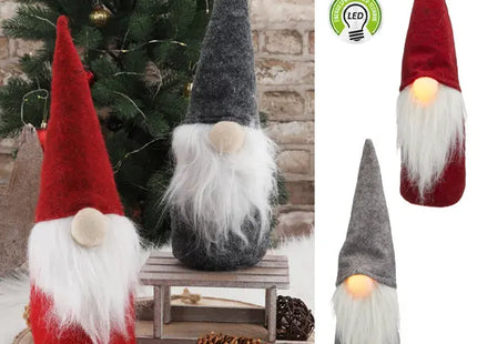 Zwerge mit leuchtender Nase, Set aus 2, groß, ca. 30cm Höhe - Niedliche Garten-Deko mit LED-Akzenten TK Gruppe® Grosshandel 