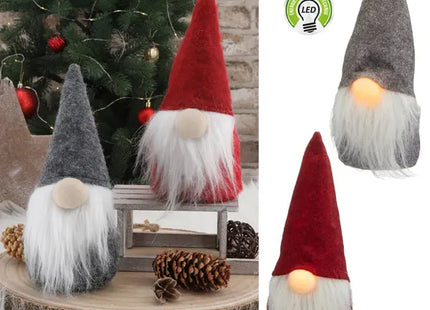 Zwerge mit leuchtender Nase, Set aus 2, klein, ca. 20cm Höhe - Niedliche Dekoration mit LED-Akzenten TK Gruppe® Grosshandel 