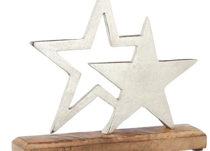 Zwillingsstern auf Sockel, Alu, Groß, ca. 22cmH - Himmlische Dekoration mit Doppelter Eleganz! TK Gruppe® Grosshandel 