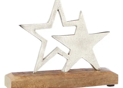 Zwillingsstern auf Sockel, Alu, Kompakt, ca. 18cmH - Himmlisches Deko-Accessoire! TK Gruppe® Grosshandel 