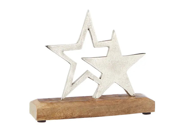 Zwillingsstern auf Sockel, Alu, Kompakt, ca. 18cmH - Himmlisches Deko-Accessoire! TK Gruppe® Grosshandel 
