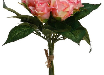 Strauß von 9 künstlichen Rosen rosa H24cm