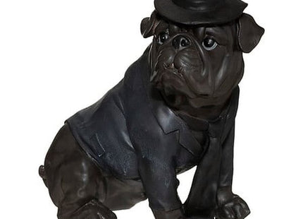 Statuette sitzender Hund schwarzer Hut H45cm